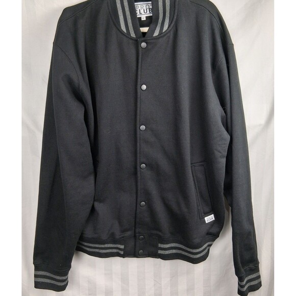 Pro Club Men's Varsity Fleece Baseball Jacket X-Large, Black/Charcoal - Picture 2 of 9